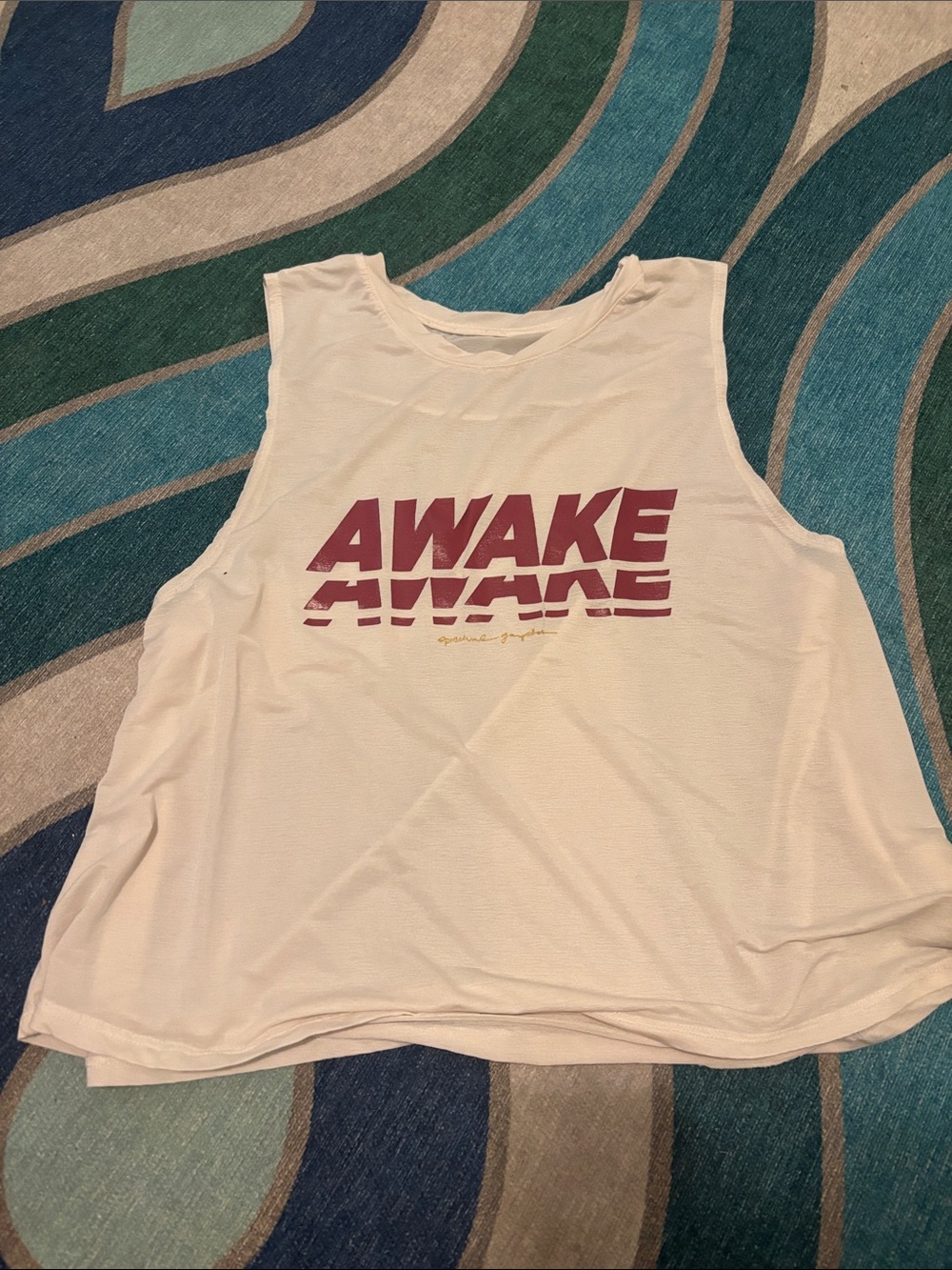 Spiritual Gangster AWAKE Graphic Muscle Tank Top - White with Maroon Logo